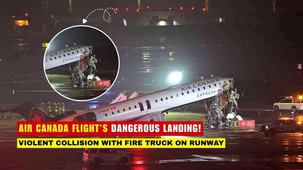 Air Canada Flight's Dangerous Landing! Violent Collision with Fire Truck on Runway