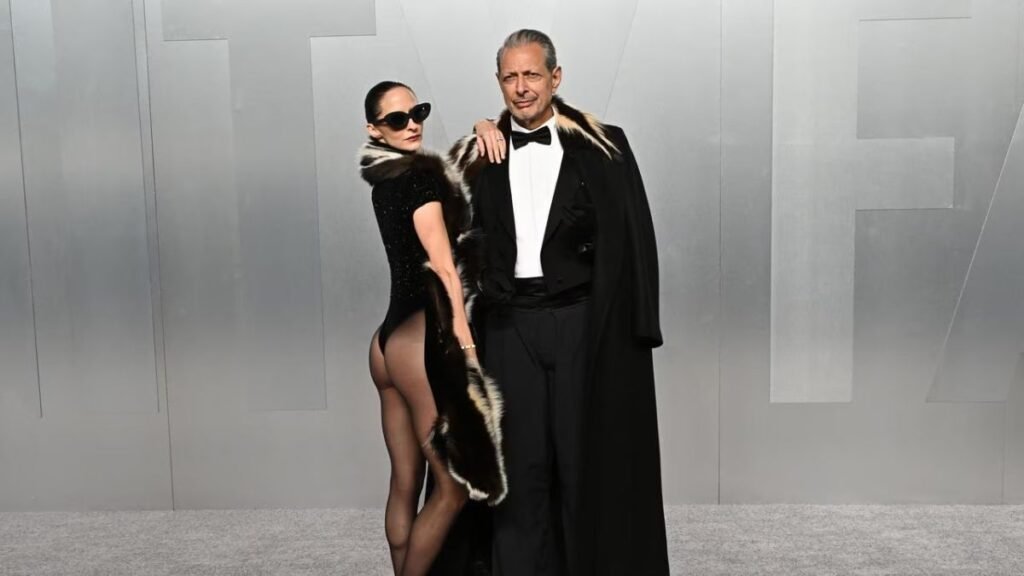 BLUM FLASH Jeff Goldblum’s wife Emilie flashes her entire bum at Oscars afterparty in thong leotard