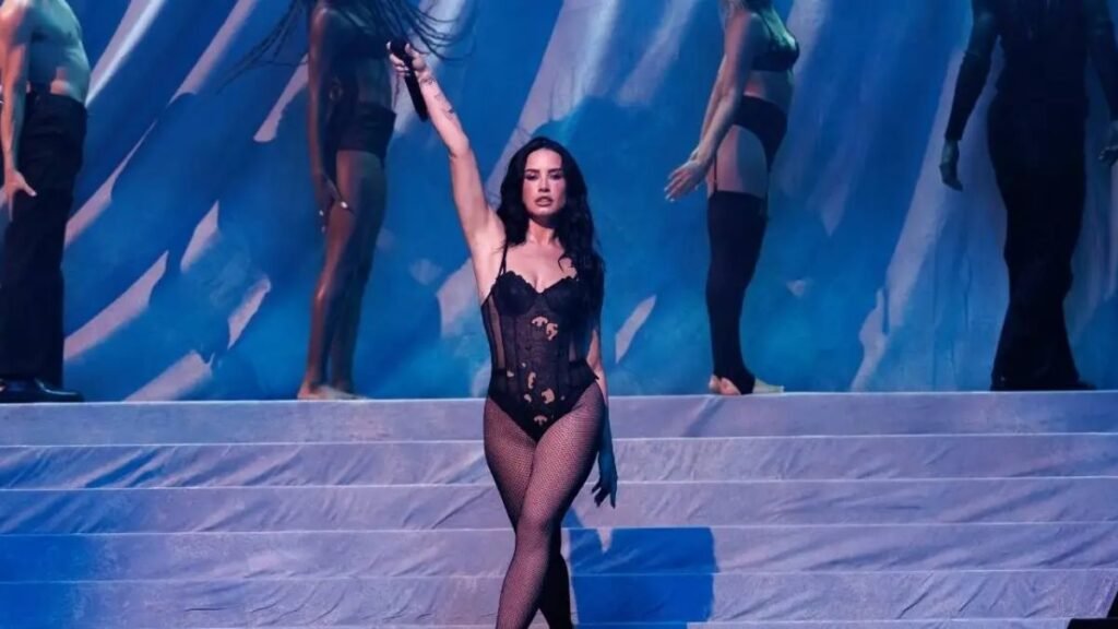 Demi Lovato Stuns in Fully Sheer Micro Minidress on Stage
