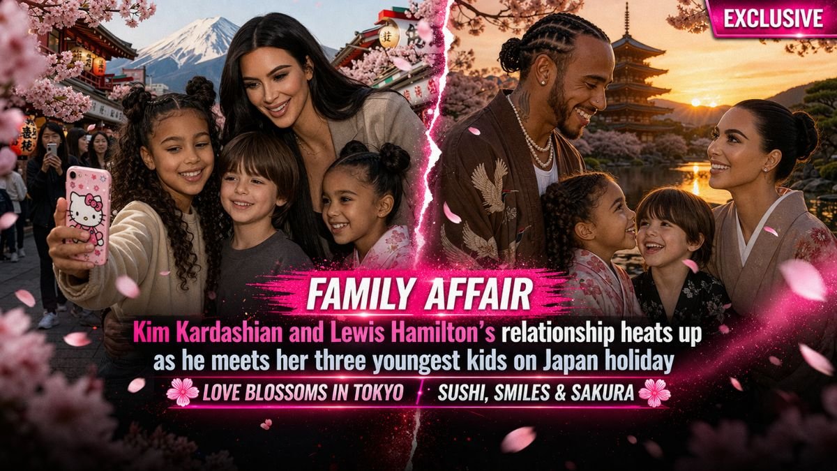 FAMILY AFFAIR Kim Kardashian and Lewis Hamilton’s relationship heats up as he meets her three youngest kids on Japan holiday