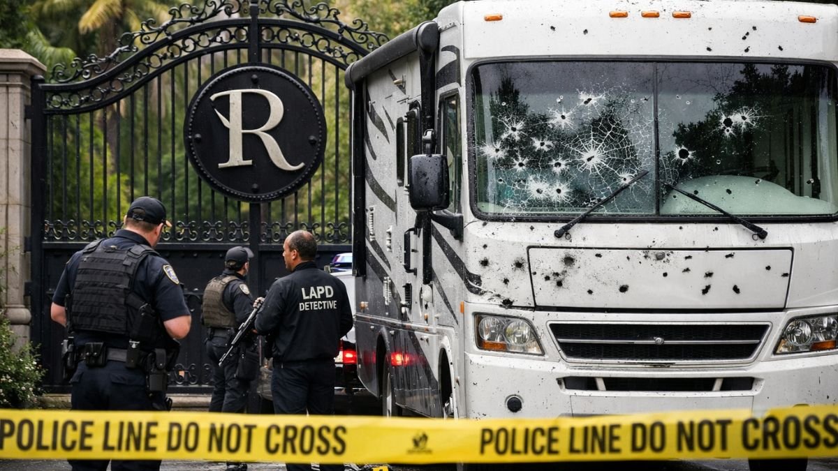Gate to Rihanna’s home, an RV hit by bullets as suspect fired assault-style rifle, police say