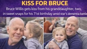 KISS FOR BRUCE Bruce Willis gets kiss from his granddaughter, two, in sweet snaps for his 71st birthday amid star’s dementia battle