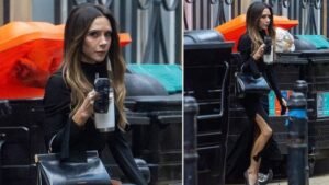 Victoria Beckham Stuns in Elegant Thigh-Split Look as Harper Beckham Enters the Beauty Industry